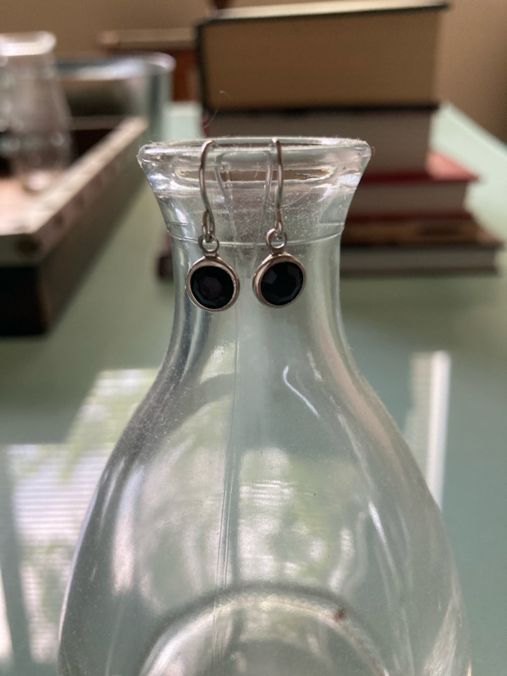Classic Dainty Black Stone Dangle Earrings